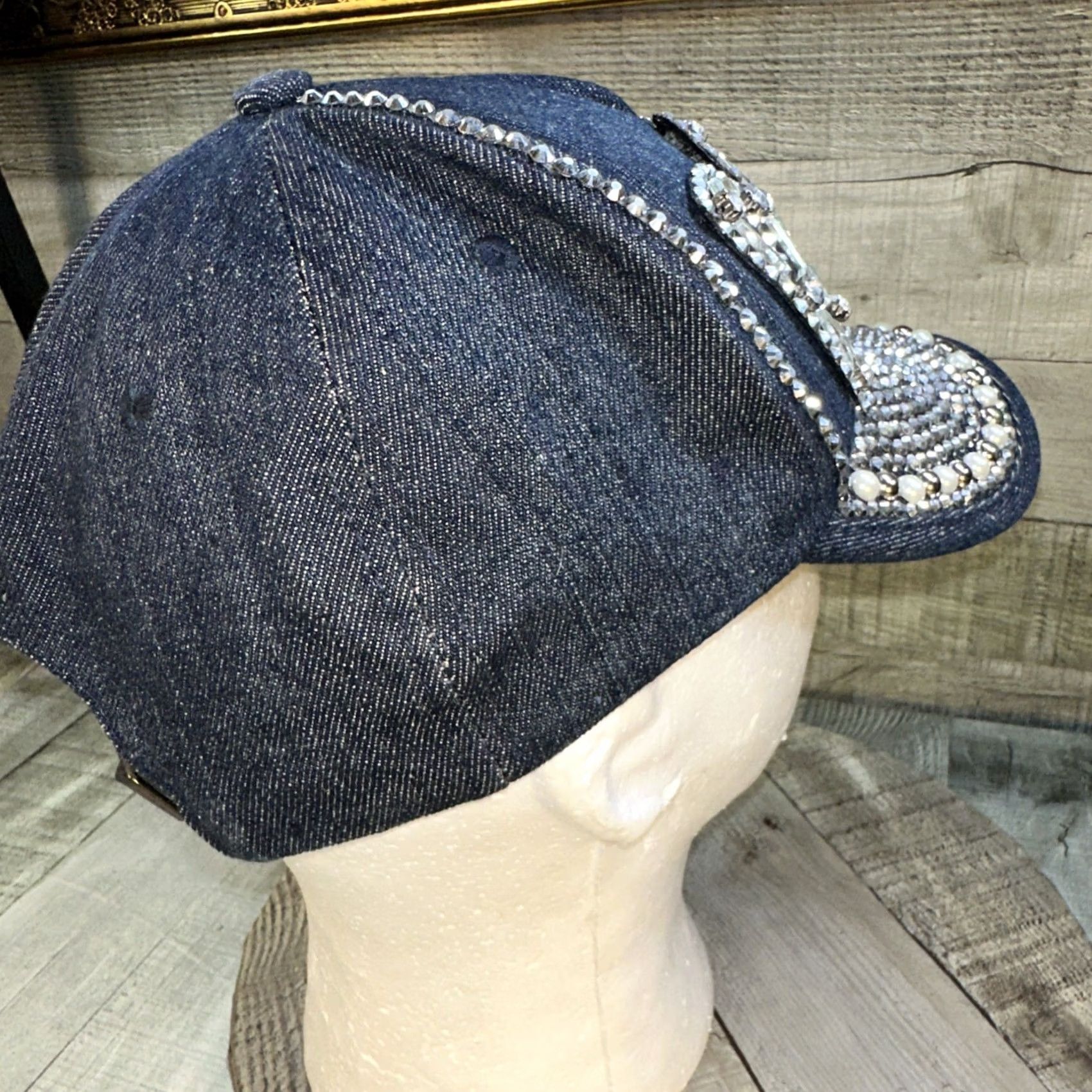 Vintage VINTAGE Boss Rhinestone Bling Hat Denim Jeweled Baseball Cap Adjustable Hana NWT Size ONE SIZE - 7 Thumbnail