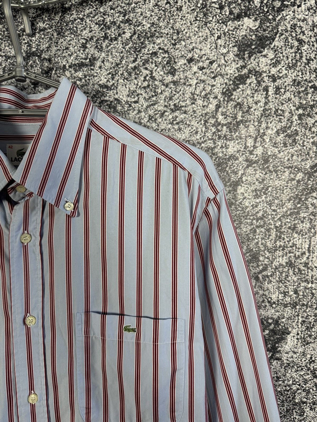 Lacoste Lacoste Vintage Long Sleeve Striped Shirt Button Up Size 42 Size US XL / EU 56 / 4 - 2 Thumbnail