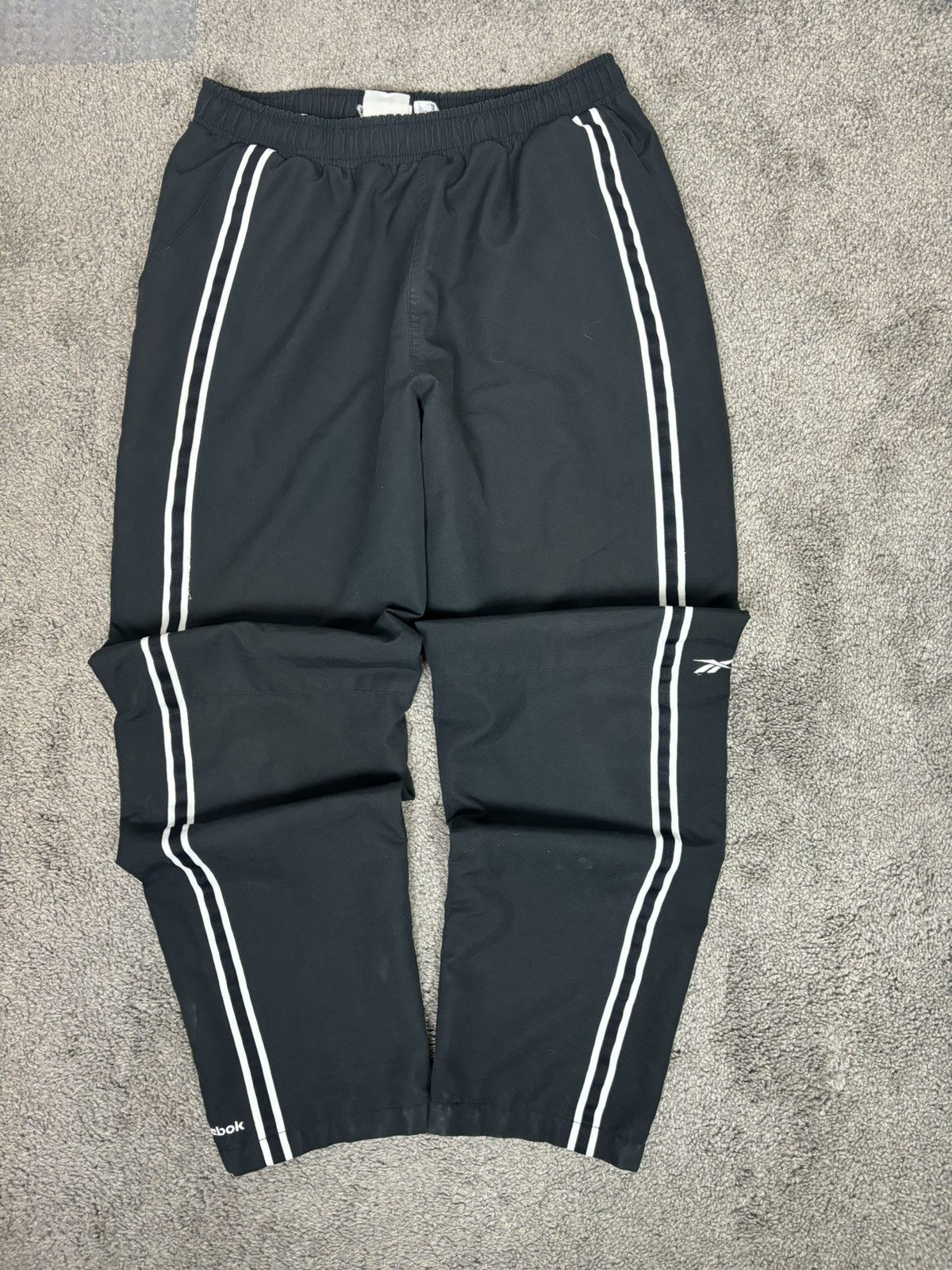 Reebok Y2k black with white striped net lined reebok track pants Size US 30 / EU 46 - 8 Thumbnail