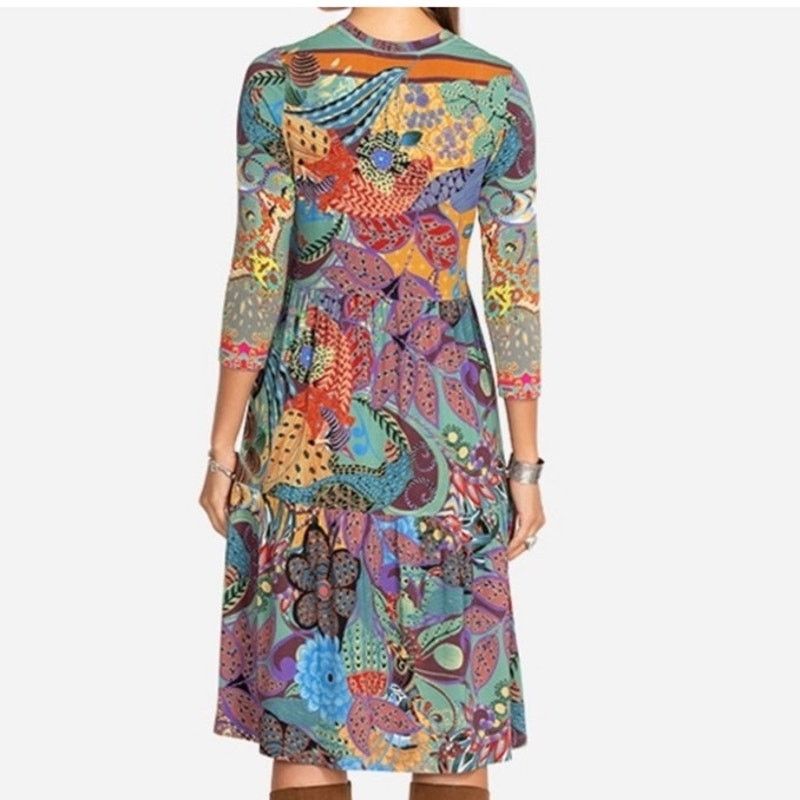 Johnny Was JOHNNY WAS Madison 3/4 Sleeve V Neckline Patterned Dress Size S / US 4 / IT 40 - 3 Thumbnail