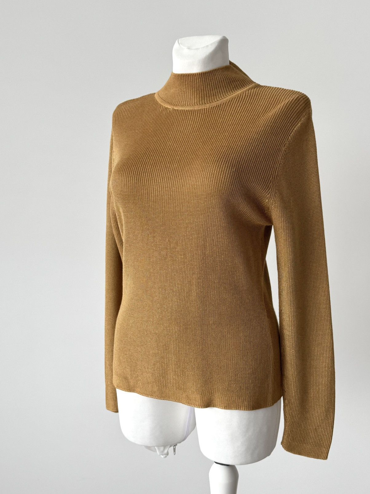 Hermes × Vintage Vintage 80s Hermes Paris Women’s Gold Silk Sweater Size S / US 4 / IT 40 - 2 Thumbnail
