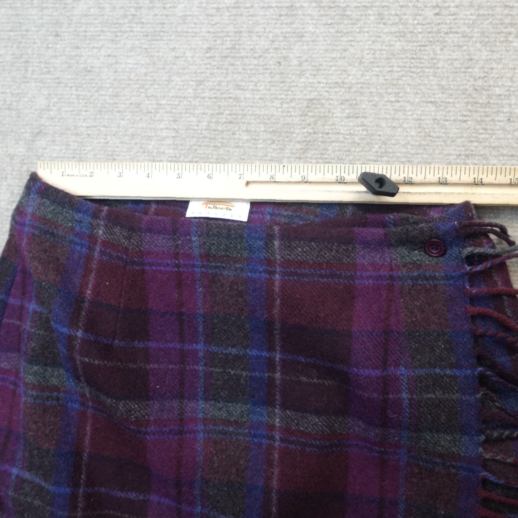 Talbots VINTAGE Talbots Skirt Petites 10P Purple Gray Plaid Fringe Wool Nylon Long Straight Pencil Womens Boys? Size 32" / US 10 / IT 46 - 7 Thumbnail
