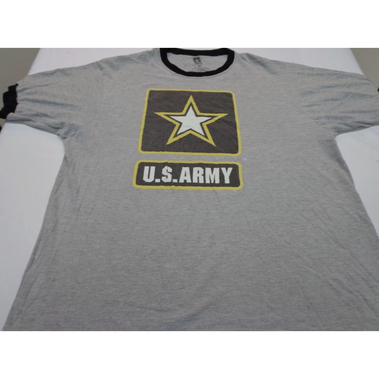 Vintage US Army T Shirt Gray Ringer Style Tee XL Unisex Adults Short Sleeve Cotton Blend Army Shirt Size US XL / EU 56 / 4 - 3 Thumbnail