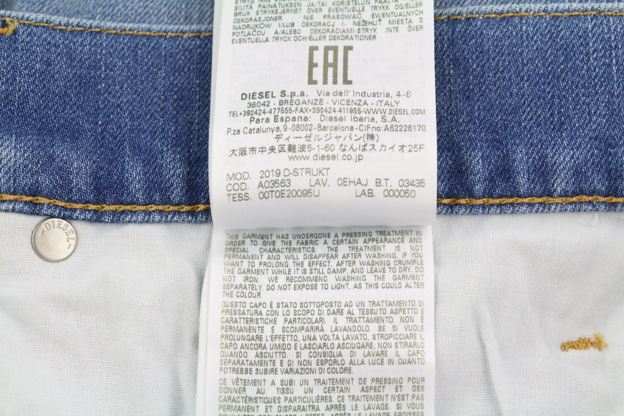 Diesel 2019 D-STRUKT 0EHAJ W40/L34 Slim Blue 40473 Size US 40 / EU 56 - 11 Thumbnail