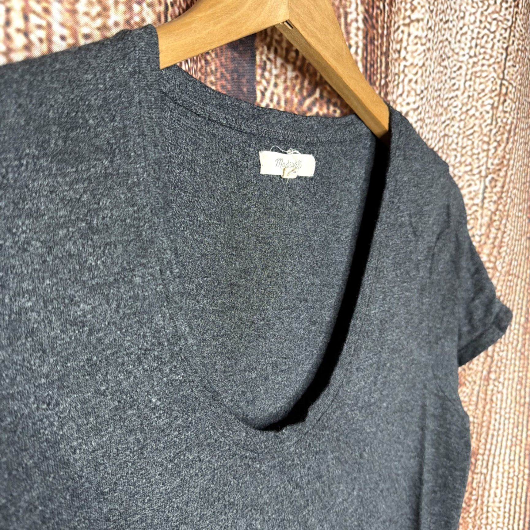 Madewell Madewell T-Shirt Dress Shirt Dress Charcoal Heather Gray Midi V-Neck Short Sleeve L Madewell Women Bohemian City Classic Preppy 90s? Size L / US 10 / IT 46 - 2 Thumbnail