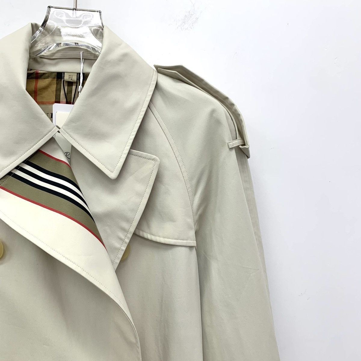 Burberry Burberry White Cotton Double Breasted Belted Trench Coat Size S / US 4 / IT 40 - 3 Thumbnail