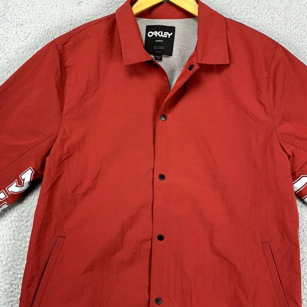 Oakley Oakley Snap Jacket Mens Medium Red Graphic Lined Button Up Collared Jacket Outer Size US M / EU 48-50 / 2 - 2 Thumbnail