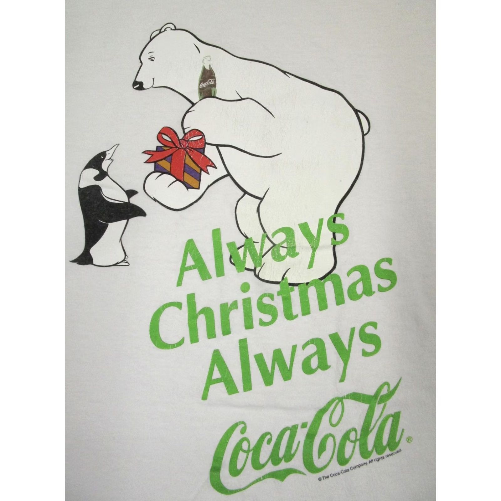 Vintage VINTAGE Coca-Cola Shirt Men Medium White Polar Bear Christmas 90s Logo Graphic Print Cotton T-Shirt Mens Size US M / EU 48-50 / 2 - 3 Thumbnail