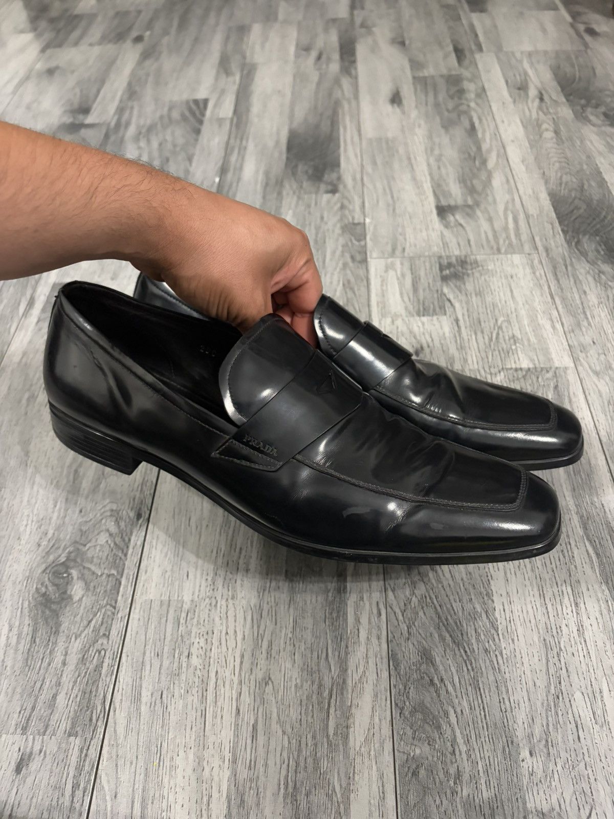 Prada Prada Black Leather Penny Loafers Size US 10.5 / EU 43-44 - 2 Thumbnail
