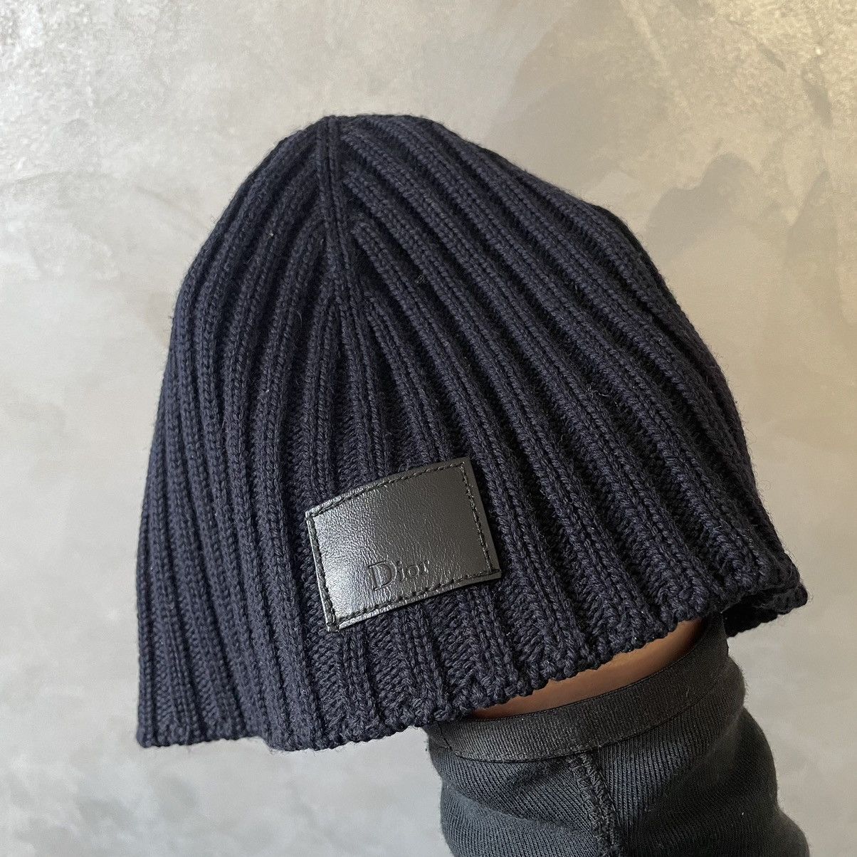 Dior DIOR HOMME Leather Patch Logo Stretched Wool Beanie Hat Size ONE SIZE - 5 Thumbnail