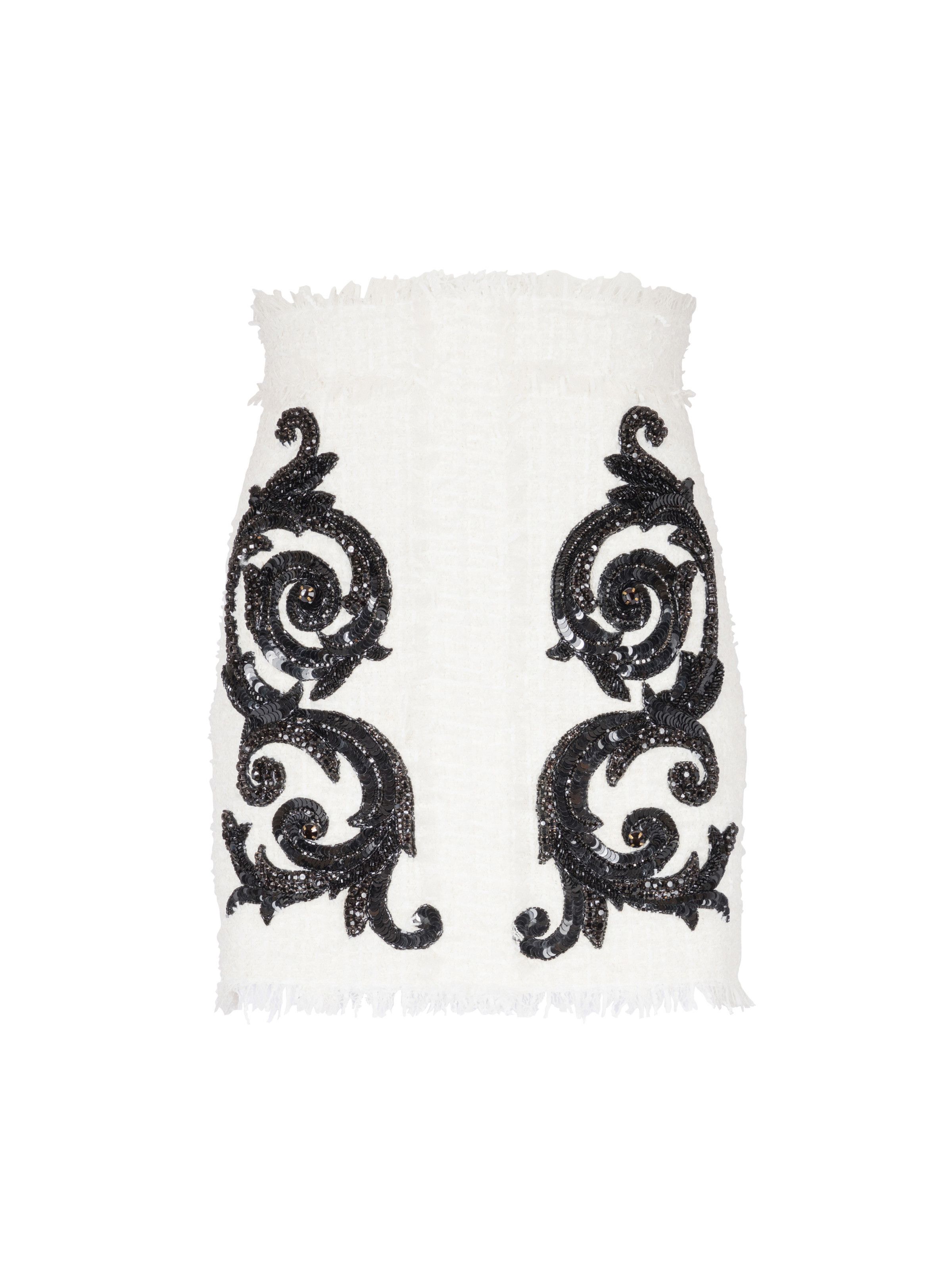 Balmain o1s1wg110825 Embroidered Tweed Mini Skirt in White Size 28" / US 6 / IT 42 - 1 Thumbnail