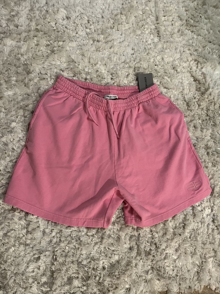 Balenciaga pink paris BB embroidered Sweat shorts