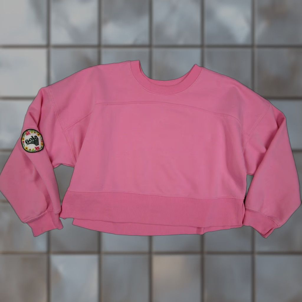Gola Gola x Anthropologie Sweatshirt Womens Small Pink Cropped Crewneck Floral Patch Size S / US 4 / IT 40 - 1 Thumbnail