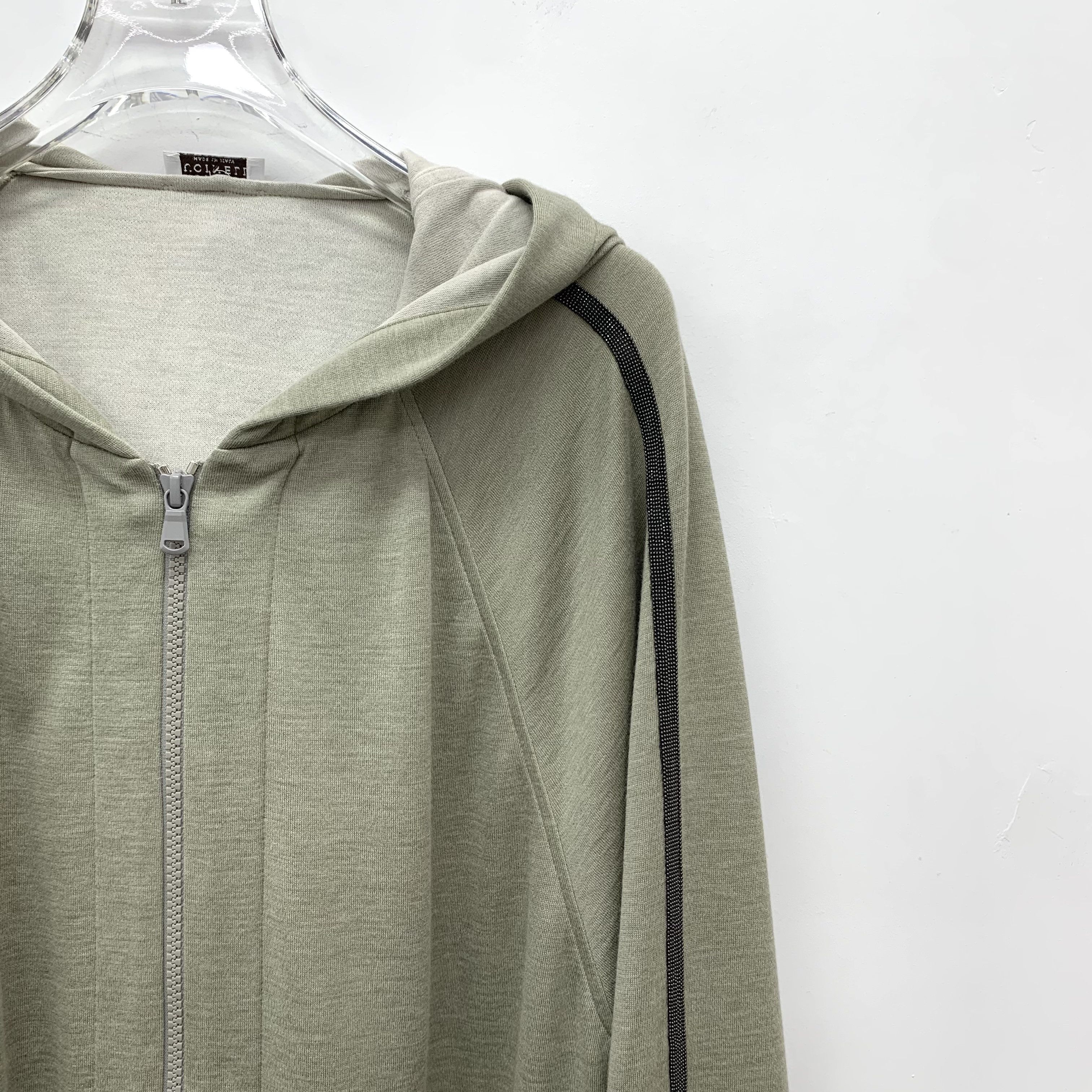 Brunello Cucinelli Brunello Cucinelli Grey-Green Zip Hoodie (Size L) Size US L / EU 52-54 / 3 - 4 Thumbnail