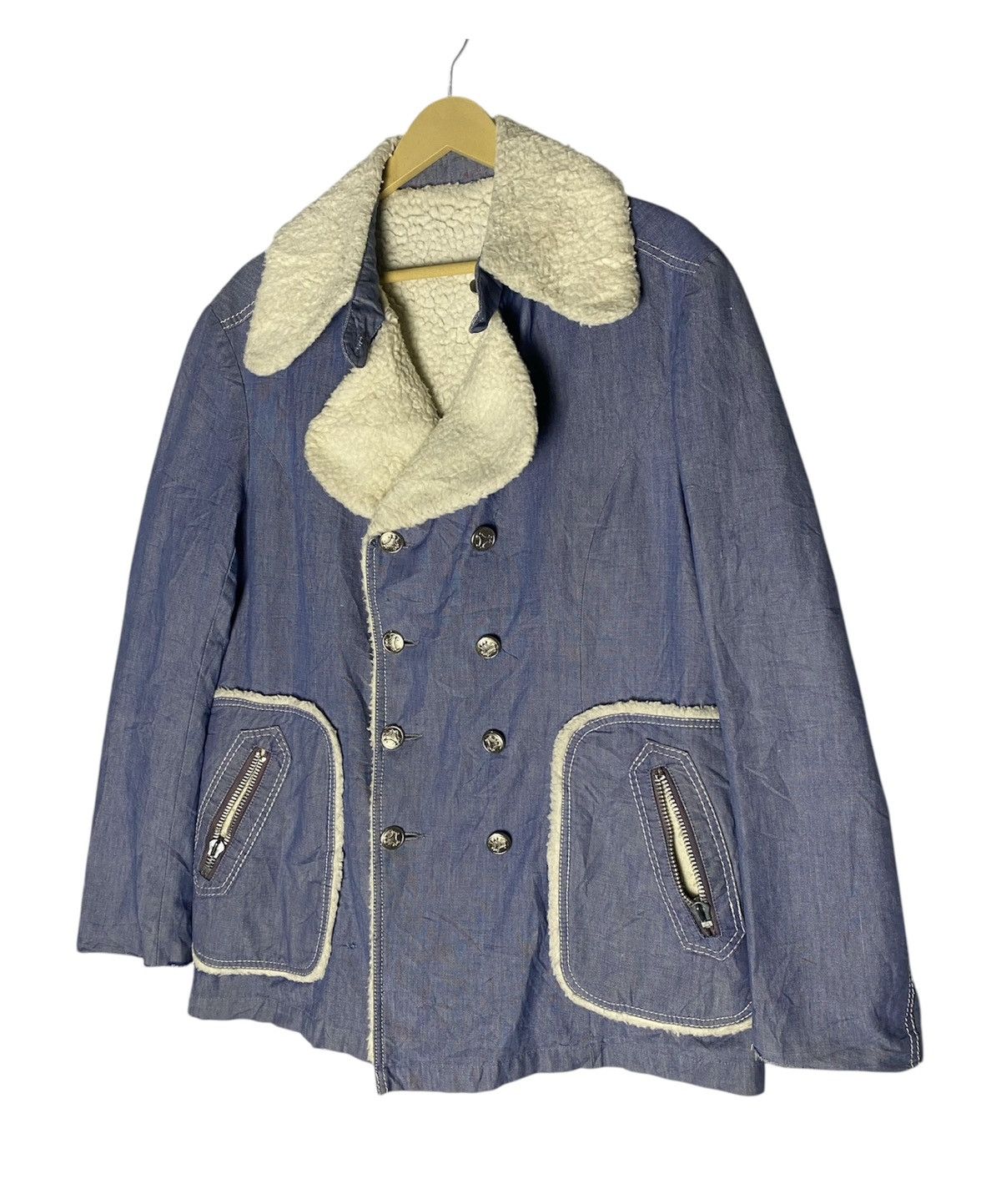 Vintage Vintage 70s Sherpa Lined Denim Ranch Coat Size US M / EU 48-50 / 2 - 2 Thumbnail