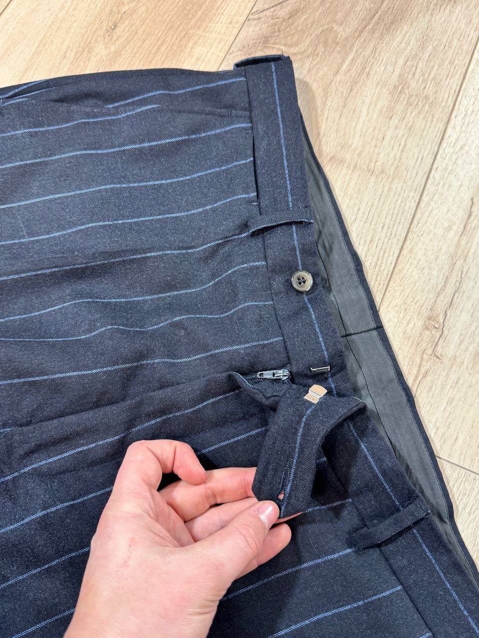Etro Etro Milano Navy Pinstriped Wool Suit Size 54 Size 54L - 13 Thumbnail