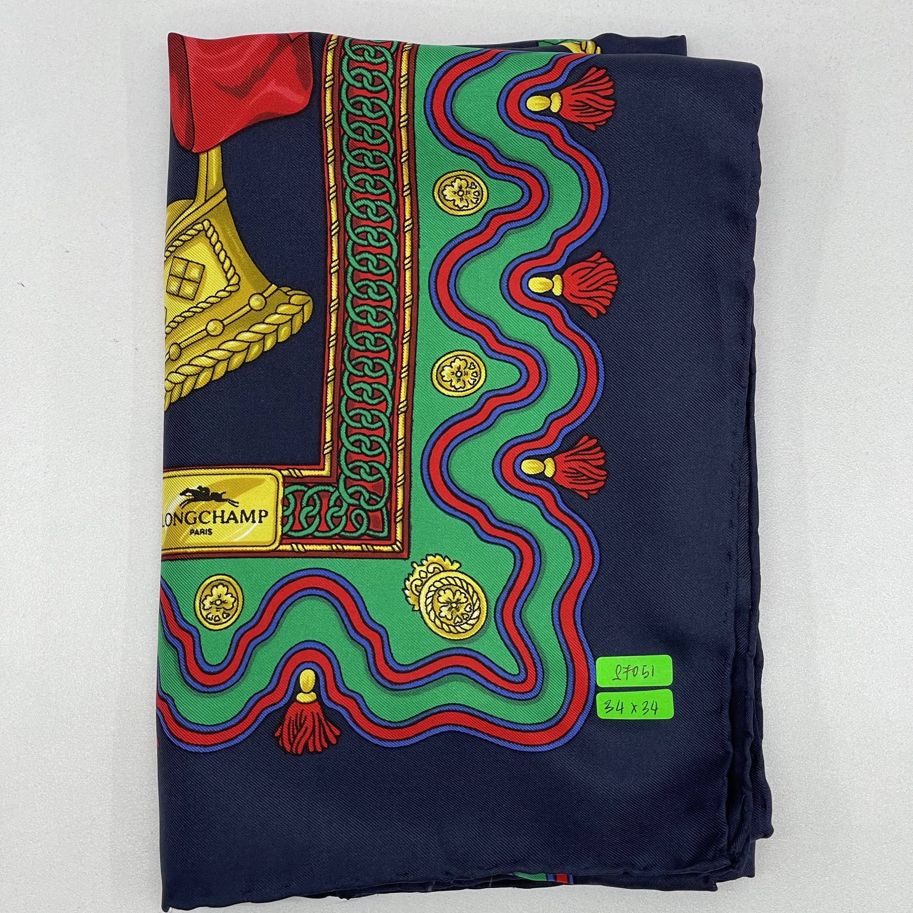 Longchamp Vintage Longchamp Silk Scarf With Equestrian-Themed- S7051 Size ONE SIZE - 8 Thumbnail