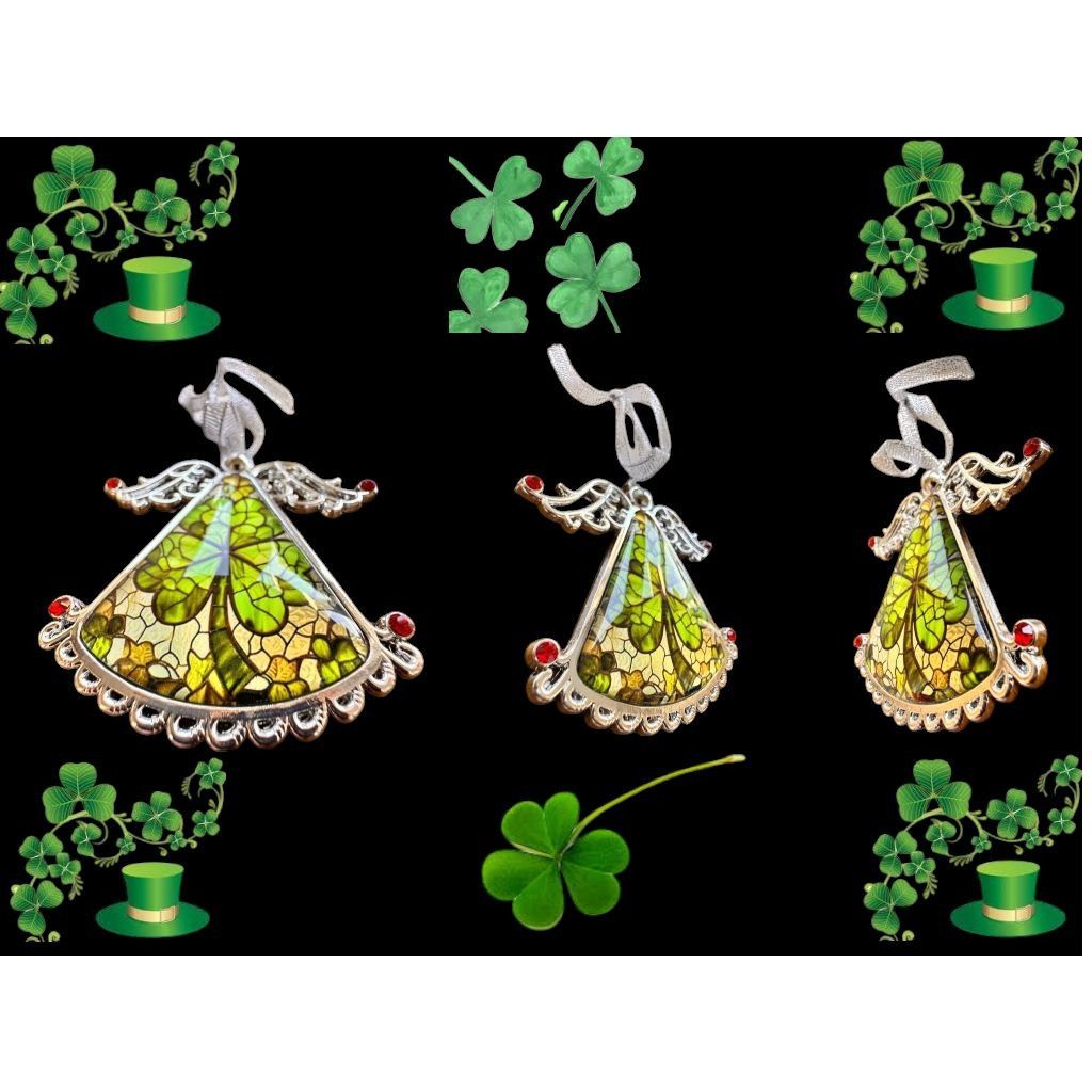 Handmade Shamrock Angel Christmas Ornament New Celtic Glass Savannah Size ONE SIZE - 7 Thumbnail
