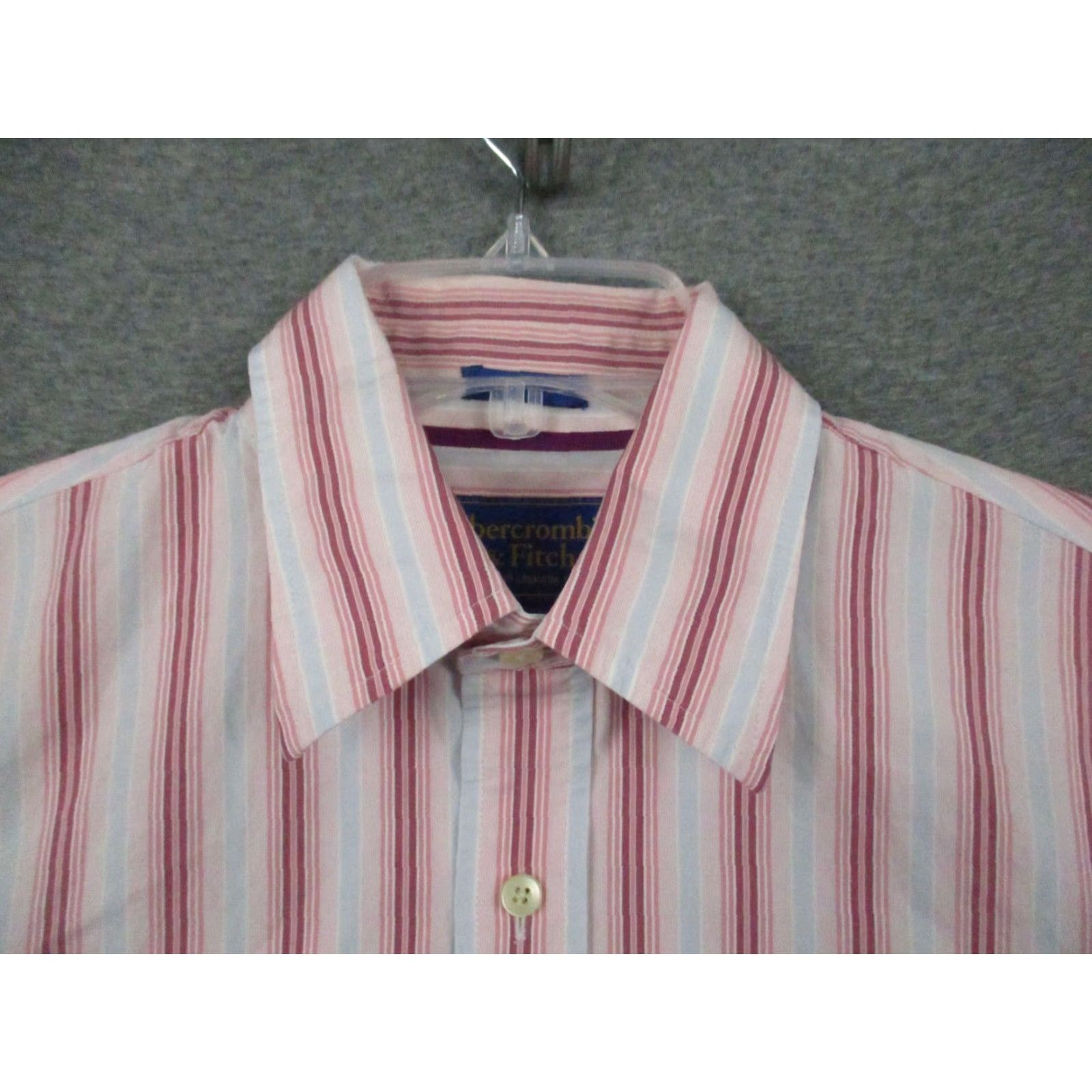 Abercrombie & Fitch VINTAGE Abercrombie & Fitch Shirt Men Button-Up Pink White Stripe Medium Airthletic 40 in Chest Striped Long Sleeve Cotton Size US M / EU 48-50 / 2 - 3 Thumbnail