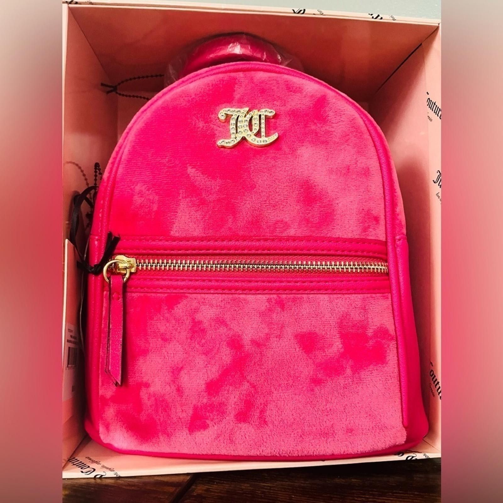 Juicy Couture Jeans Juicy Couture Pink Velvet Backpack, Card Case And Charm Size ONE SIZE - 3 Thumbnail