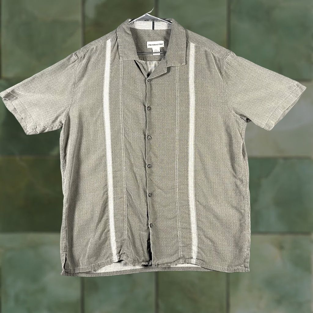 Pronto Uomo Pronto Uomo Shirt Mens XL Silk Blend Multicolor Casual Rockabilly Striped Short Sleeve Button Up Size US XL / EU 56 / 4 - 1 Thumbnail