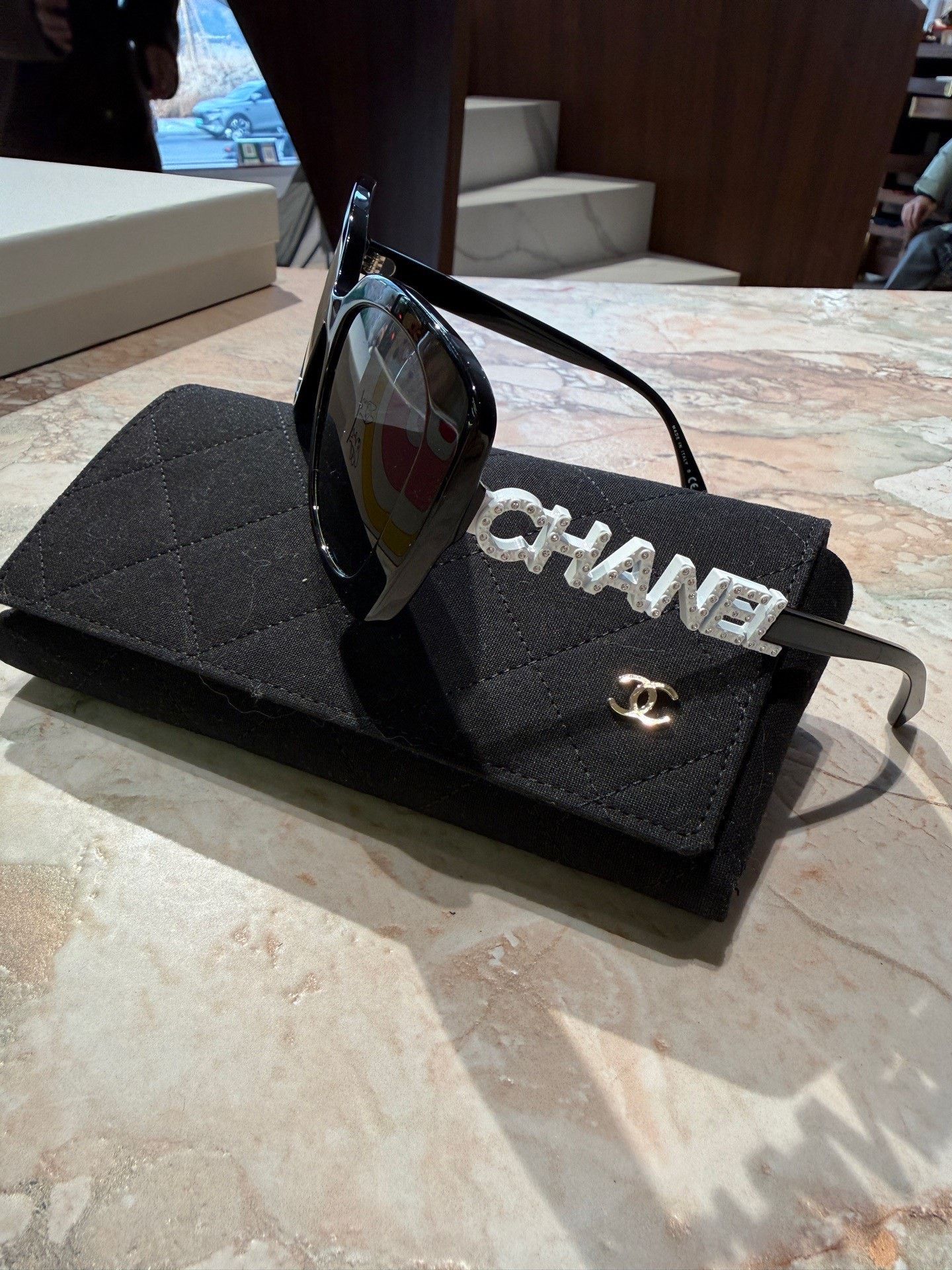 Chanel Chanel Rhinestone Butterfly White Cat Eye Sunglasses Size ONE SIZE - 1 Thumbnail
