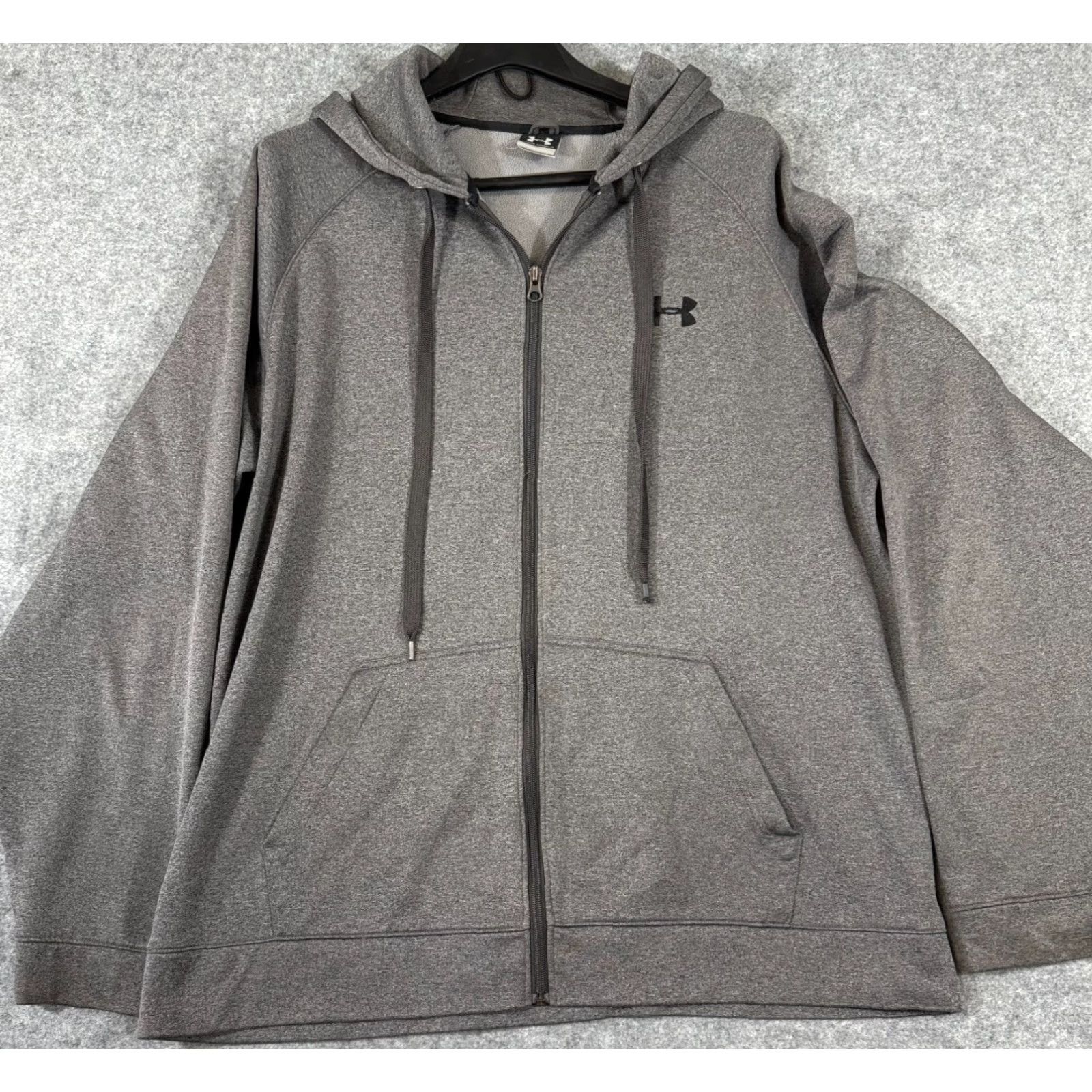 Under Armour Under Armour Sweatshirt Mens XL Gray Raglan Sleeve Full Zip Hooded Drawstring Size US XL / EU 56 / 4 - 3 Thumbnail