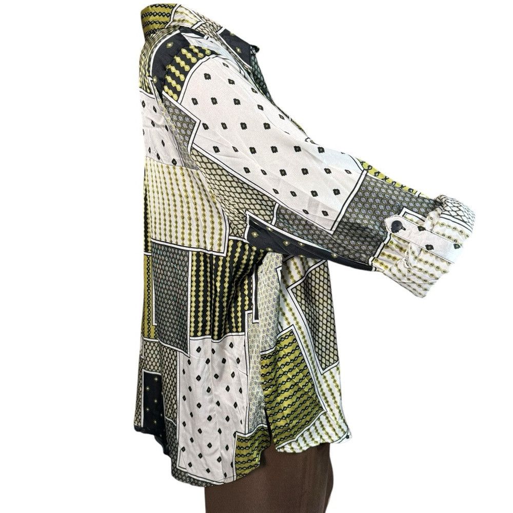 Anthropologie NWT New Fig & Flower Patchwork Roll Tab Sleeve Satin Blouse Size XXL / US 16-18 / IT 52-54 - 3 Thumbnail
