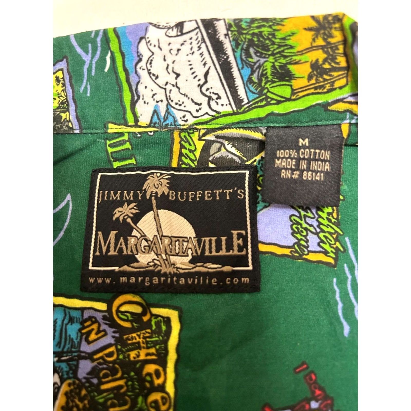 Vintage Margaritaville Womens Button Down Hawaiian Shirt Medium Green Shirt Size M / US 6-8 / IT 42-44 - 3 Thumbnail