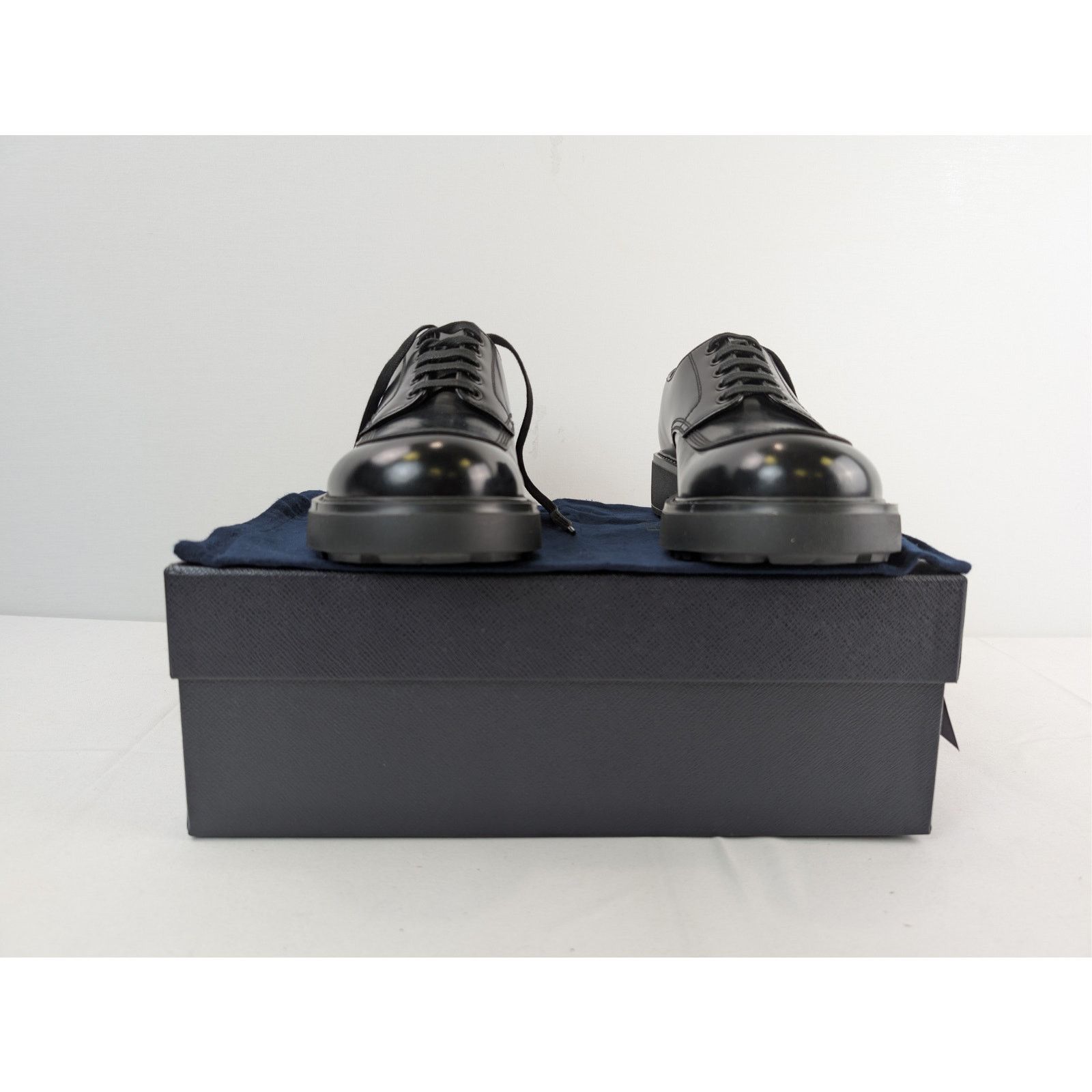 Prada o1rshd1 Brushed Leather Derby Shoes Boots in Black Size US 8 / EU 41 - 16 Thumbnail