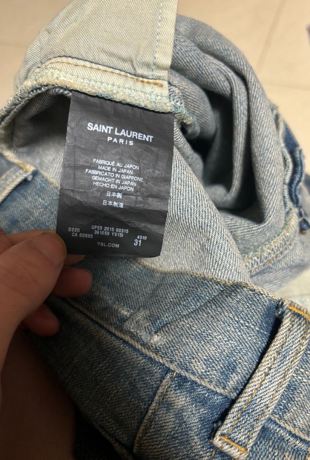 Saint Laurent Paris Saint Laurent SLP 2015FW Light Blue Heavy Destroyed Jeans Size US 31 - 7 Thumbnail