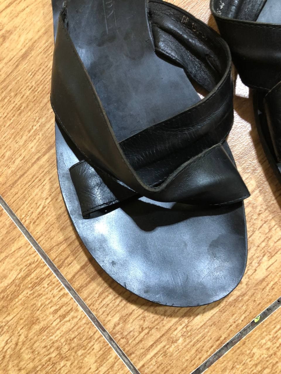 Prada PRADA SANDALS SHOES BLACK LEATHER Size US 11 / EU 44 - 9 Thumbnail