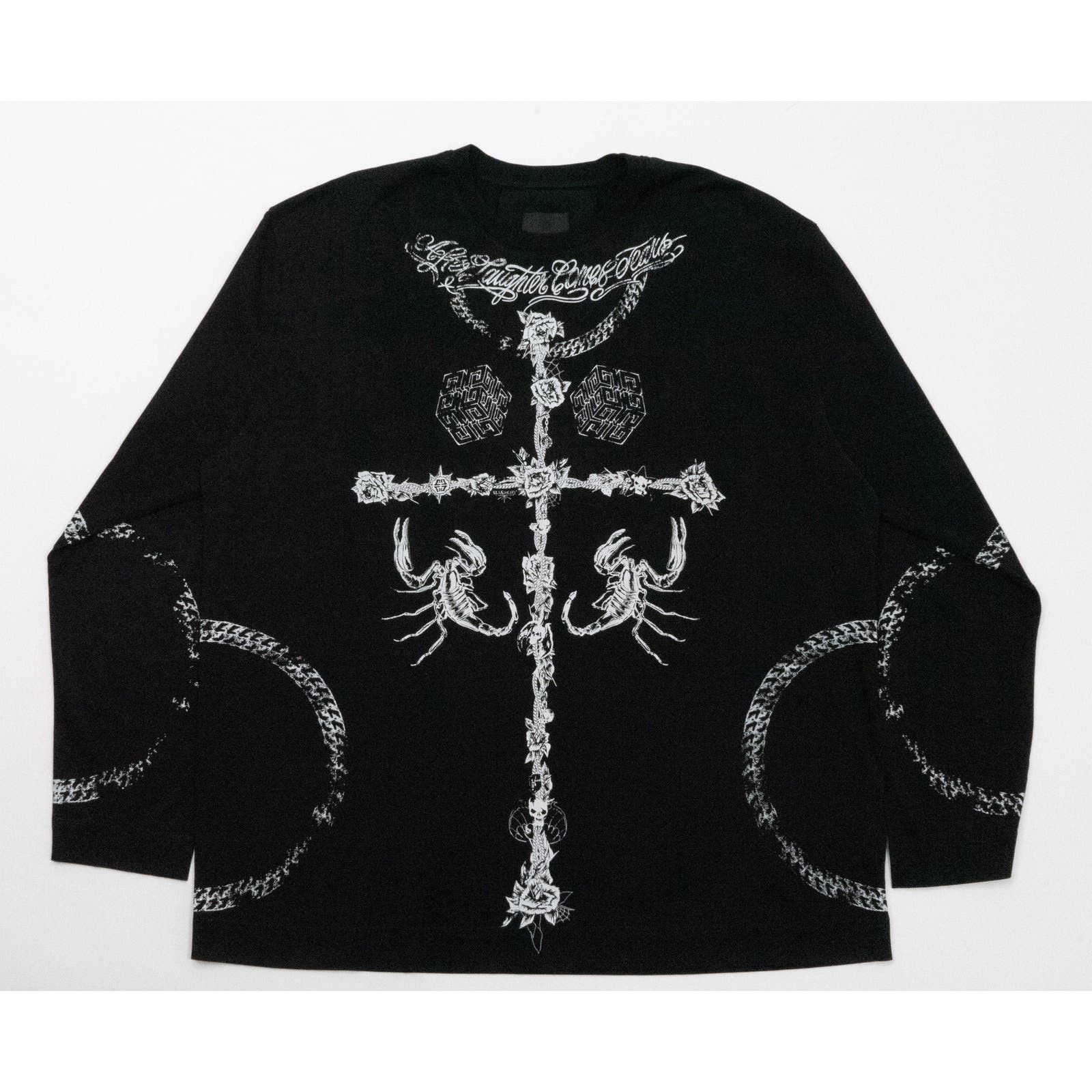 image of Givenchy Tattoo Shrine Long Sleeve Tee Shirt Black Pre-Owned, Men's (Size XL)