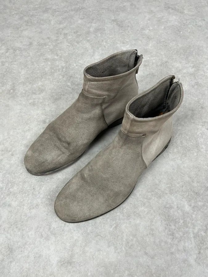 Diesel Diesel White & Grey Avant-Garde Aged Leather Boots Size US 8 / EU 41 - 3 Thumbnail