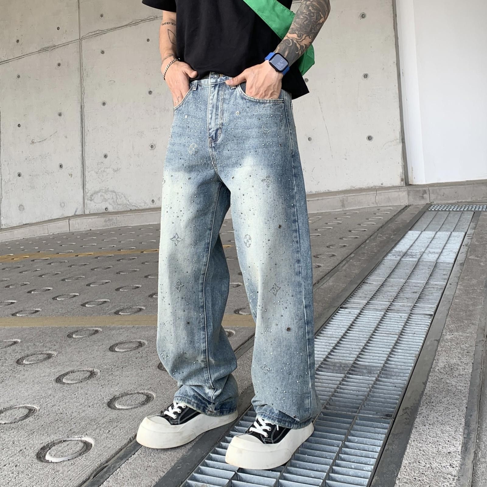 Japanese Brand Light Blue Wide Leg Denim Jeans, Baggy Fit Jeans Size US 30 / EU 46 - 2 Thumbnail