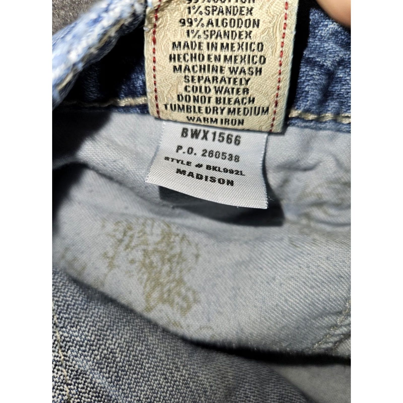 BKE VINTAGE? No. Madison Jeans Womens 29x33.5 Distressed Bootcut Denim Medium Wash BKE Size 29" - 4 Thumbnail