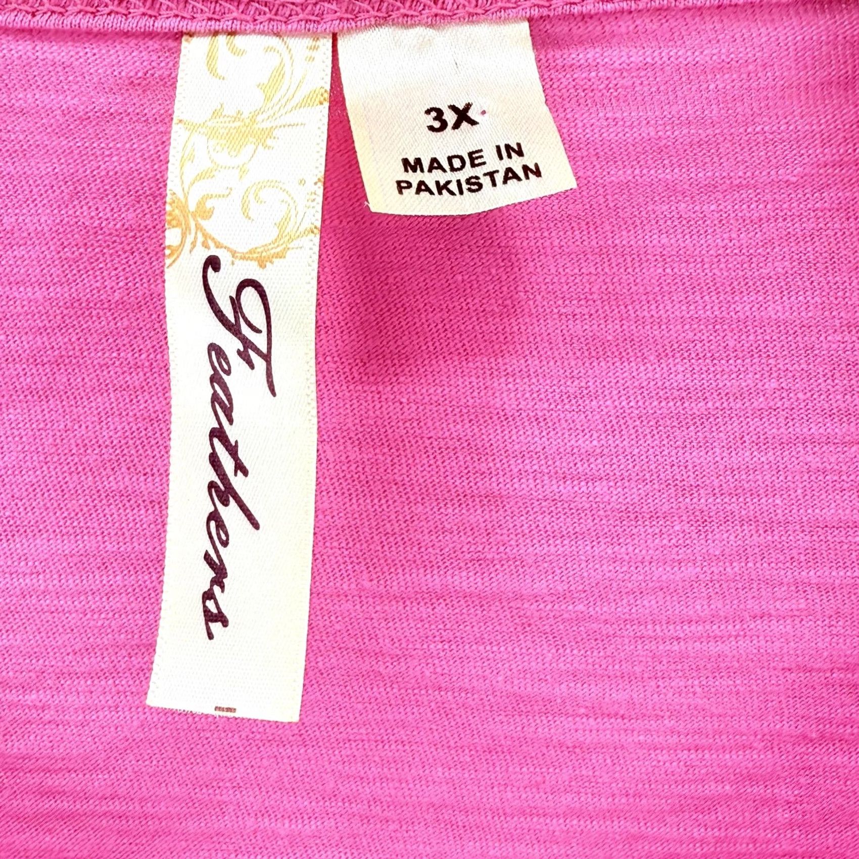 Pinko Feathers Shirt Womens 3X Pink V Neck Short Sleeve Ruched Cotton Casual Soft Top Size XXL / US 16-18 / IT 52-54 - 4 Thumbnail