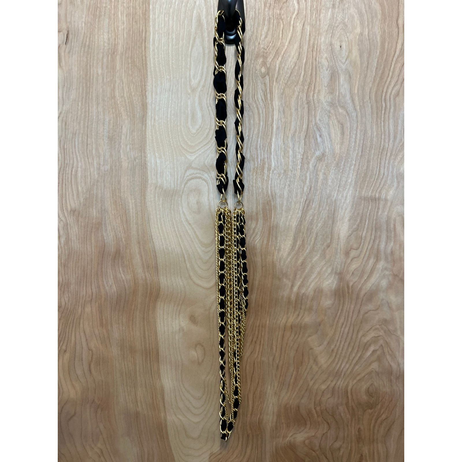Vintage Vintage Style Gold-Strand Chain Black Ribbon Woven Necklace Size ONE SIZE - 3 Thumbnail
