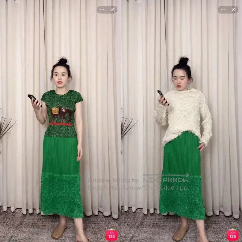 Issey Miyake Issey Miyake size:3 Green Midi Skirt Size 23" - 5 Thumbnail