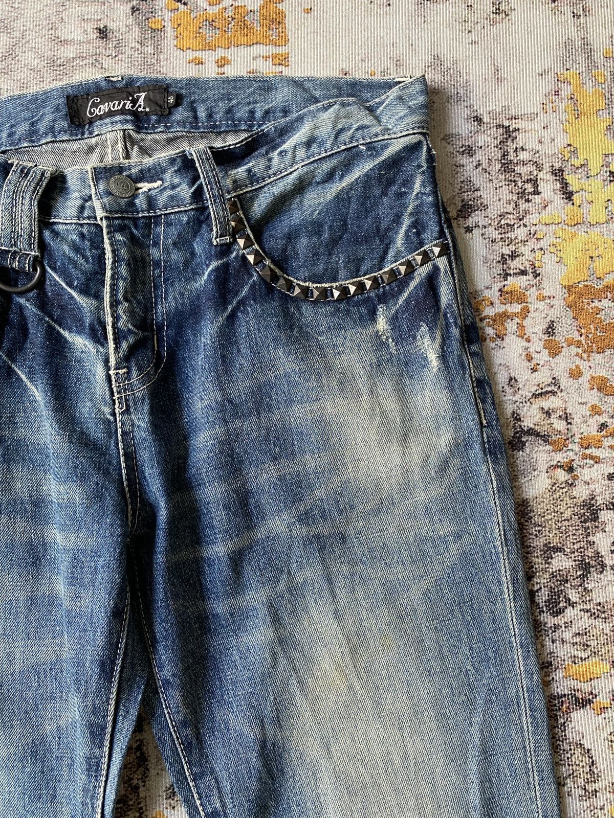 Japanese Brand Cavari A Claw Mark Studded Distressed Flare Denim Size US 32 / EU 48 - 9 Thumbnail