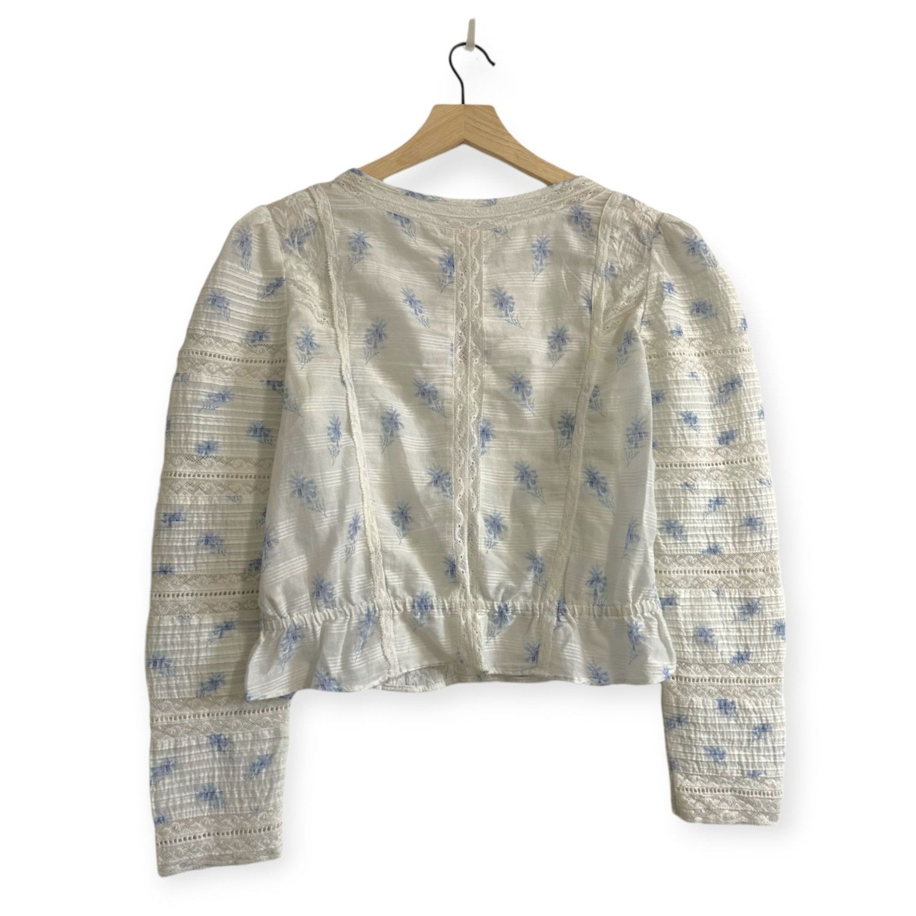 LoveShackFancy LoveShackFancy Sabrina Top, Ivory, Blue Floral, Size S, New Size S / US 4 / IT 40 - 2 Thumbnail