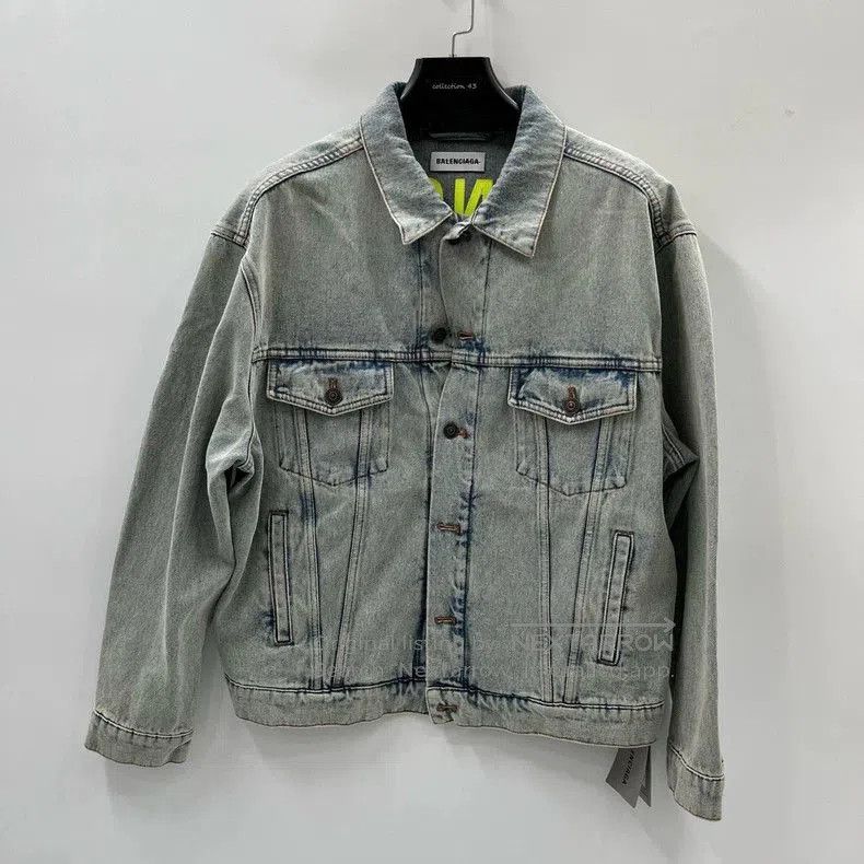 Balenciaga Balenciaga Green Logo Denim Jacket. Size US S / EU 44-46 / 1 - 1 Thumbnail