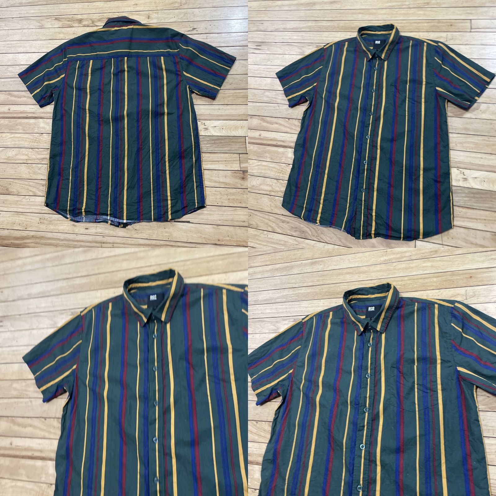 Rsq RSQ Collection Button Shirt Men M Vtg 1990s Vertical Striped Multicolor Green Red Yellow Shirt Button-Up Short Sleeve Casual Size US M / EU 48-50 / 2 - 9 Thumbnail