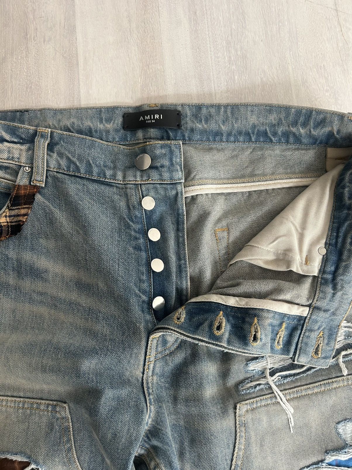 Amiri AMIRI Clay Indigo Plaid Carpenter Jeans SIZE 34 Size US 34 / EU 50 - 8 Thumbnail