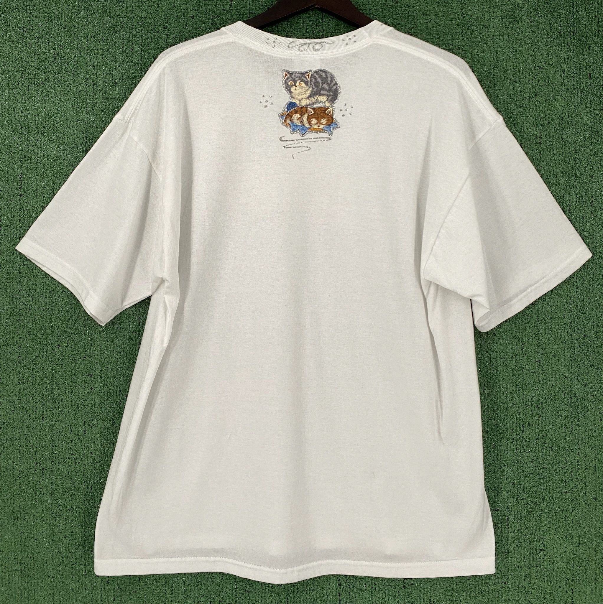 Jerzees 90’s Cat Kitten Glitter Handmade Double Sided T-Shirt XL Size XL / US 12-14 / IT 48-50 - 5 Thumbnail