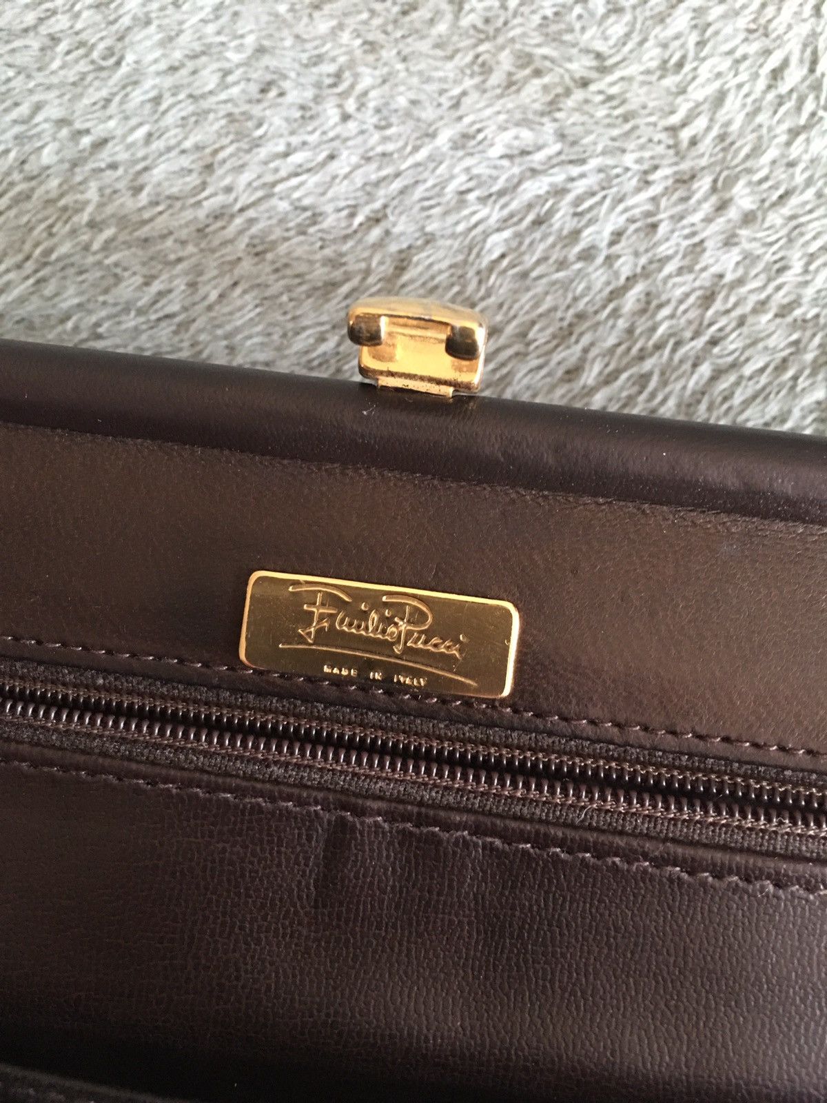 Emilio Pucci × Vintage Emilio Pucci Vintage Brown Leather Shoulder Bag Size ONE SIZE - 11 Thumbnail