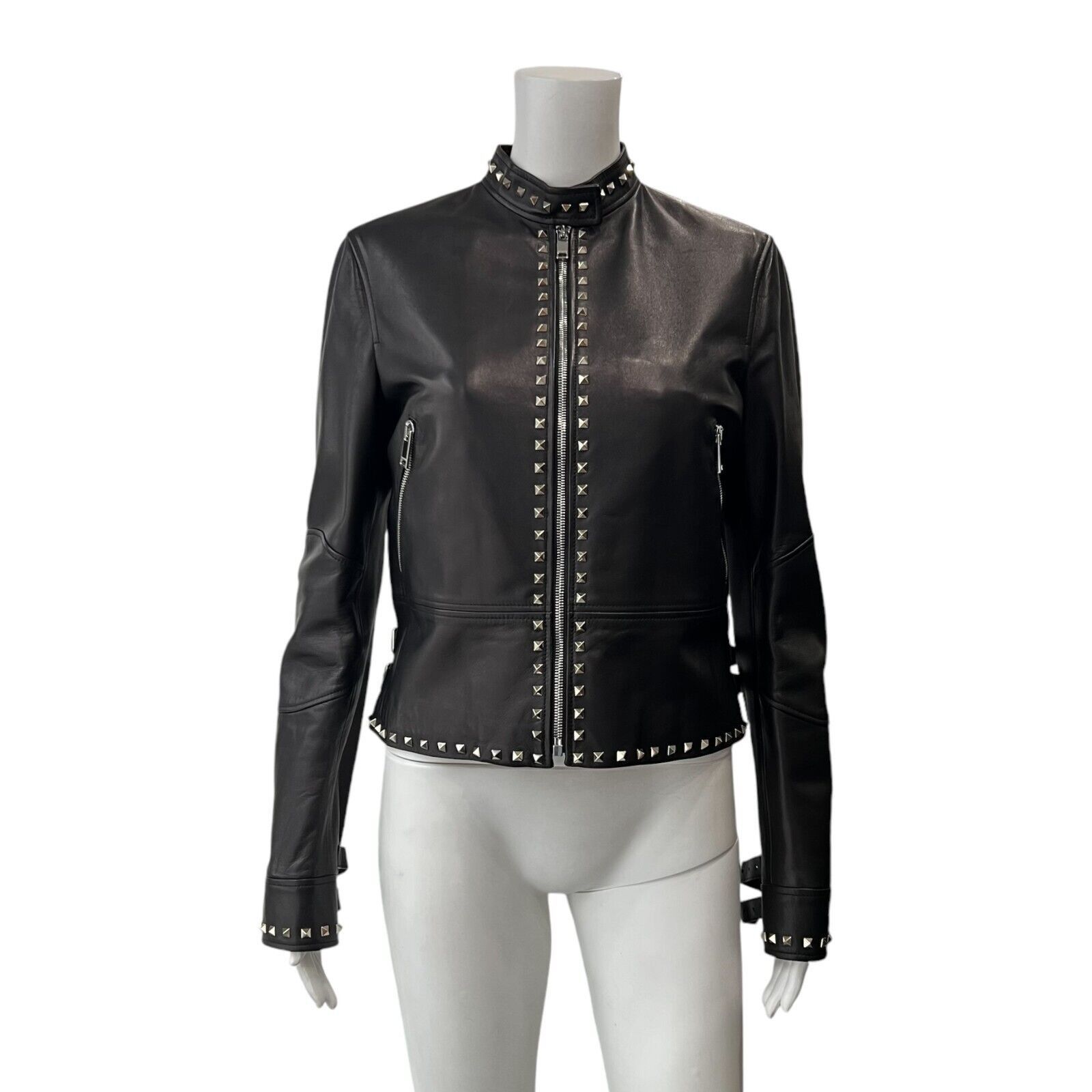 Valentino $6490 Valentino Black Leather Rockstud Embellished Jacket Size M / US 6-8 / IT 42-44 - 2 Thumbnail