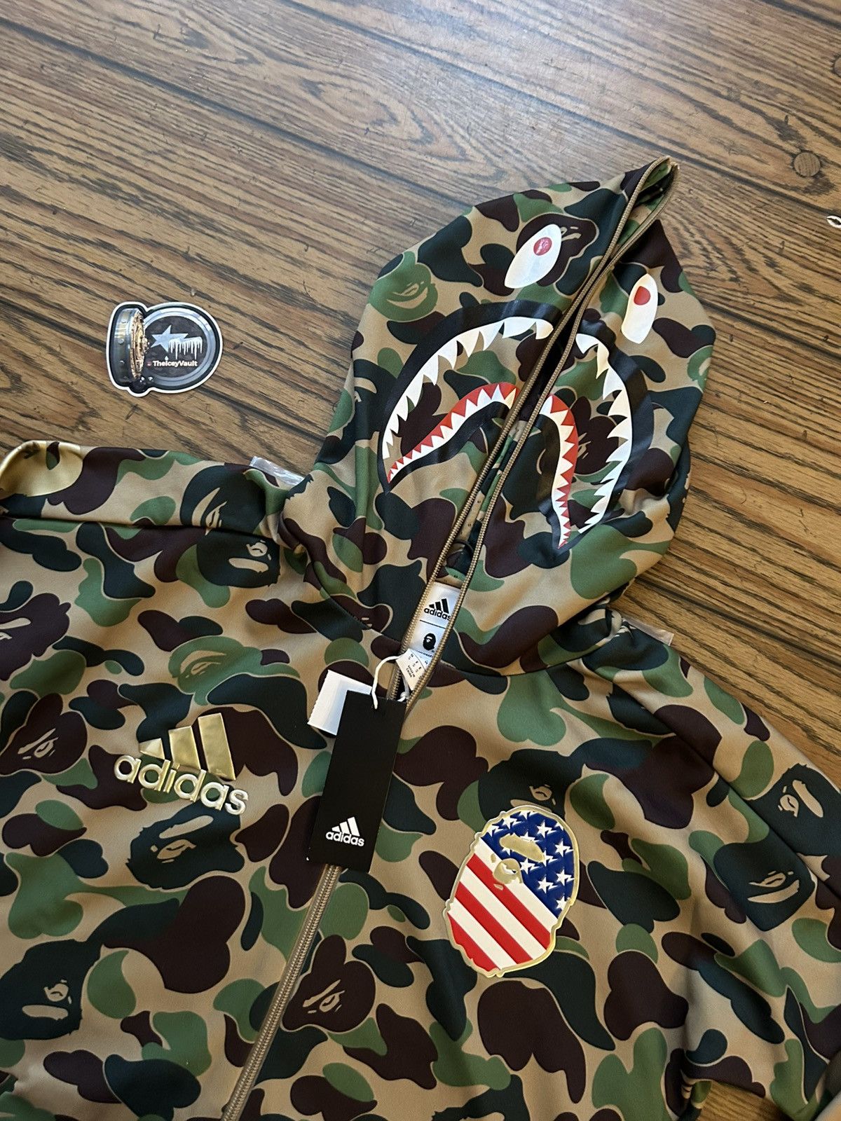 Adidas × Bape Bape x Adidas Green Camo Shark Full Zip Hoodie Size US S / EU 44-46 / 1 - 4 Thumbnail