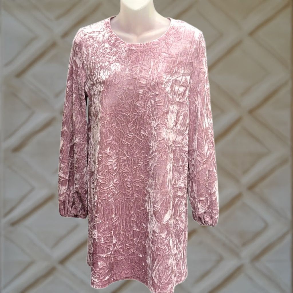 Vintage ABound Pink Velvet Mini Dress Long Sleeve Boho Festival Y2K Style Adult XS Womens Size XS / US 0-2 / IT 36-38 - 1 Thumbnail