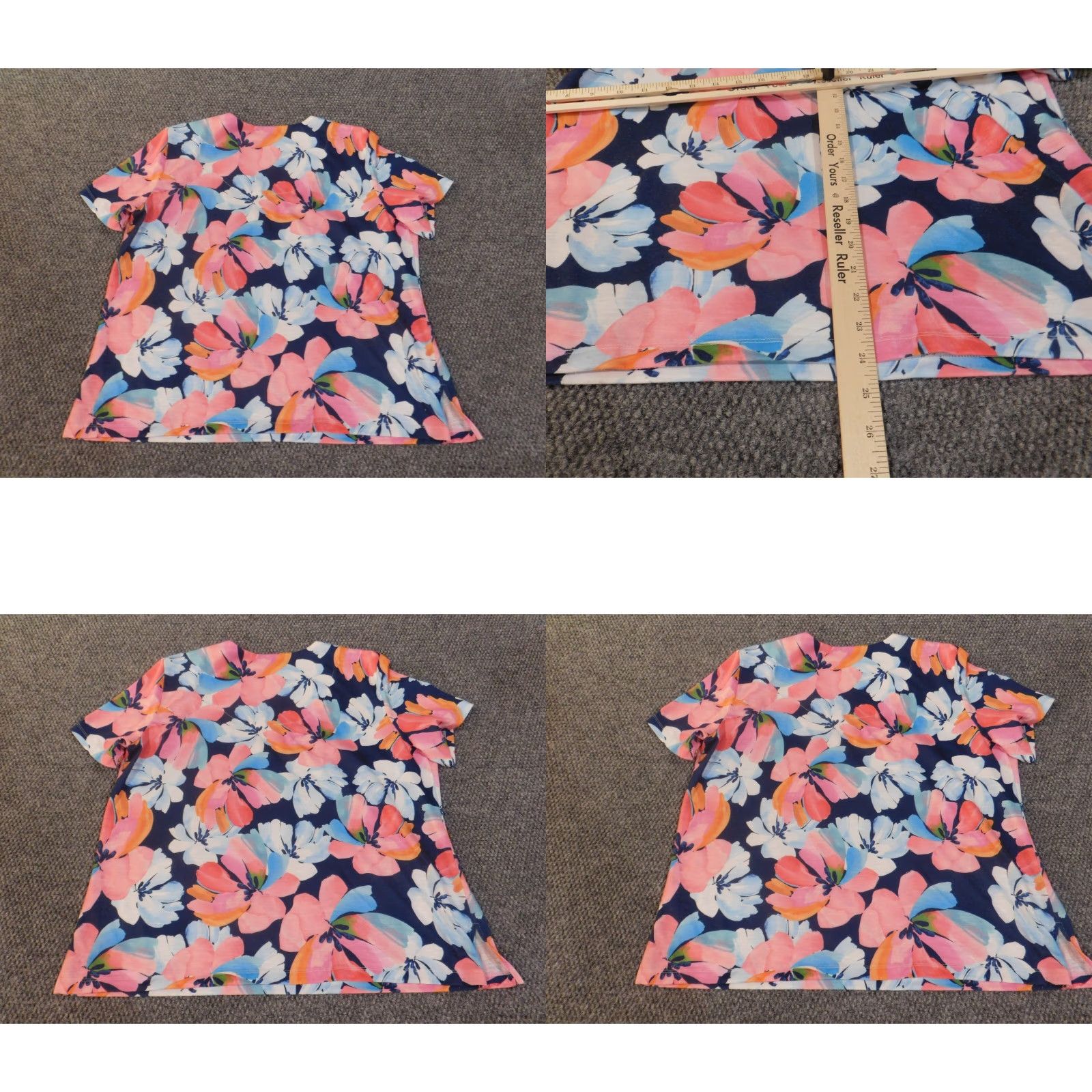 Vintage Alfred Dunner Blouse L Blue Floral Pink Coastal Stretch Polyester Women Regular Vintage No Size L / US 10 / IT 46 - 9 Thumbnail